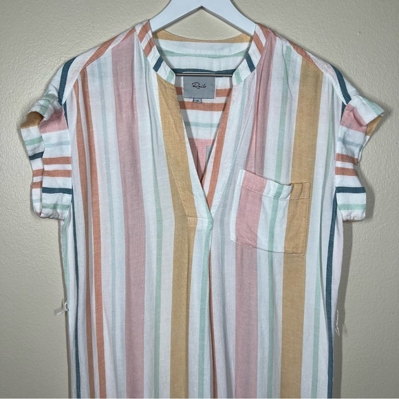 Rails Womens Suri Melon Stripe Rayon Linen Blend Midi Dress Size XS Multicolor - Picture 2 of 10